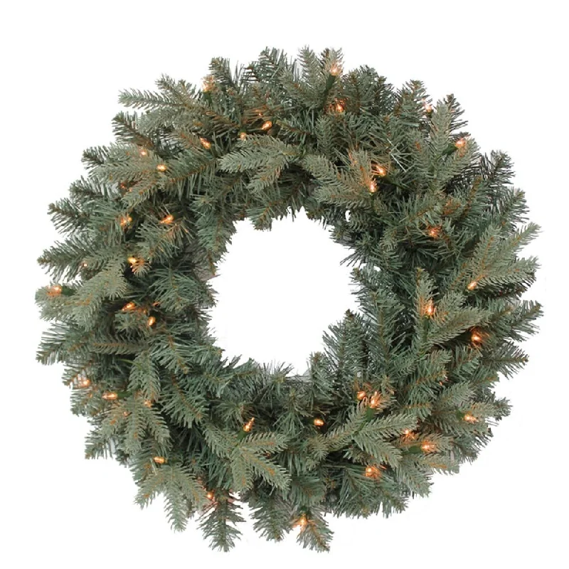 Kurt Adler 18-Inch Pre-Lit Clear Incandescent Blue Spruce Wreath