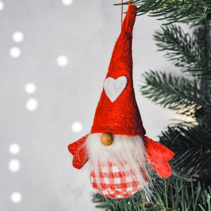 Red & White Fabric Nordic Santa Decoration
