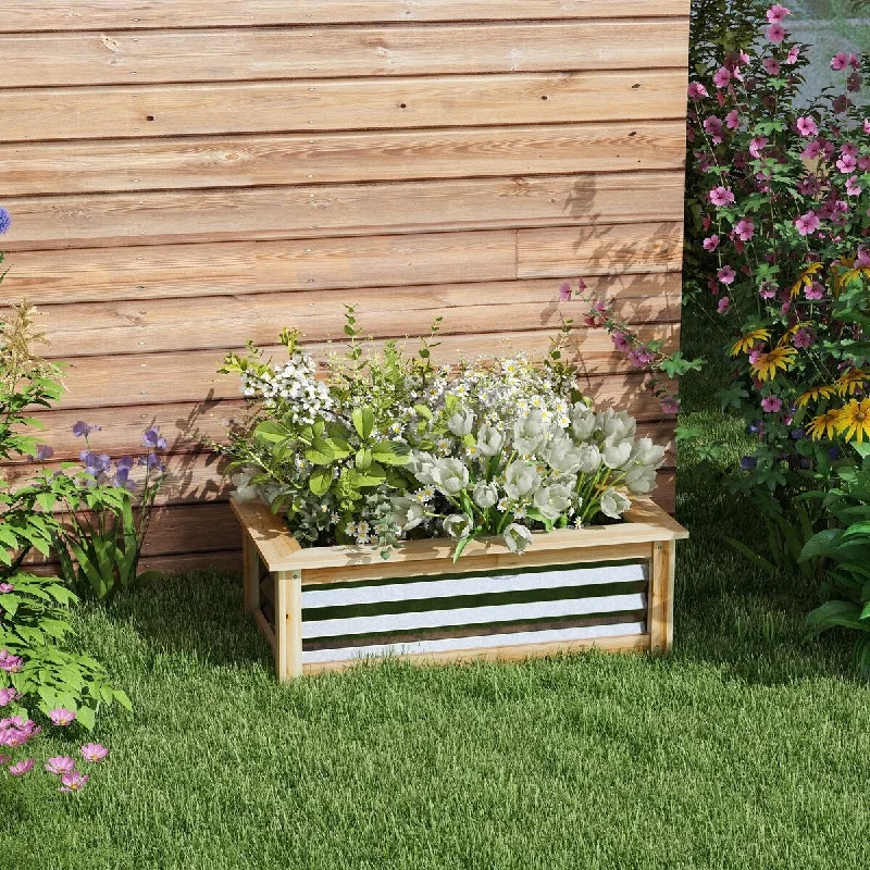 36 in. W x 18 in. D x 12 in. H Galvanized Metal Garden Raised Bed in Natural - 35.5" x 17.75" x 11.75"