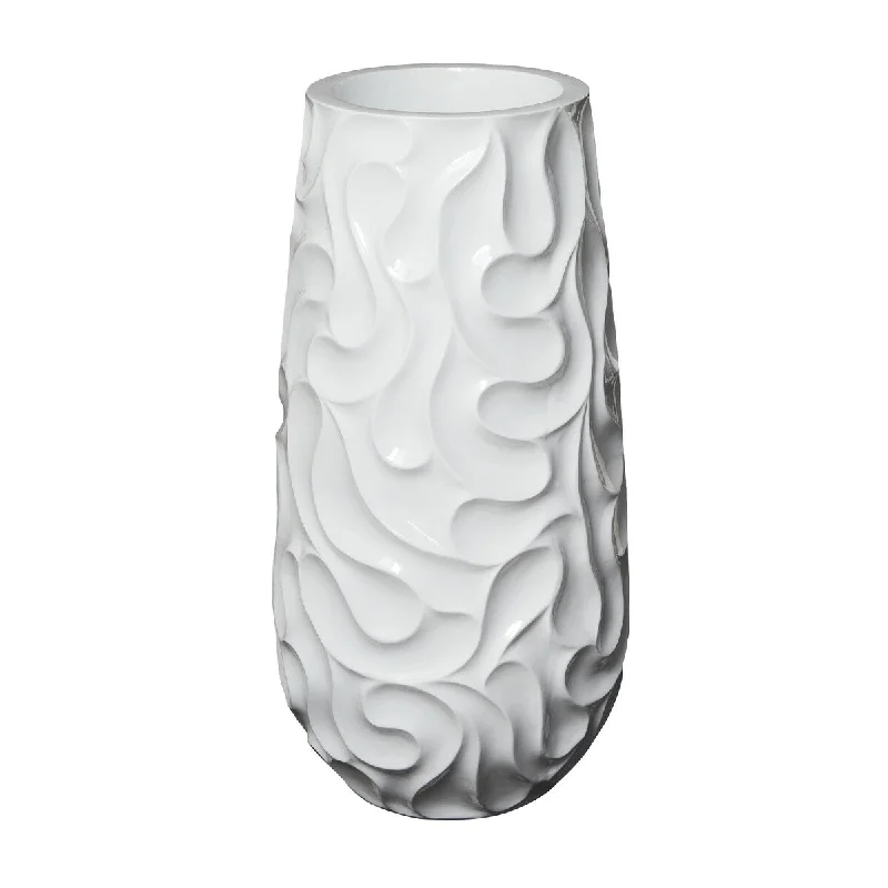 Resin Wave Inspired Textured Decorative Vase - White or Black - Roche River Decor
